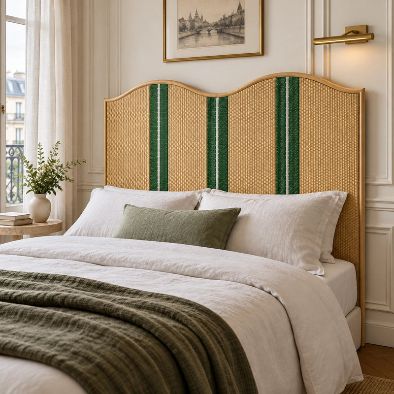 Chambre parisienne, moulures et lin