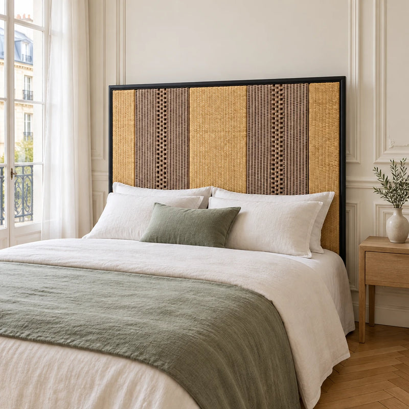 Chambre parisienne, moulures et lin