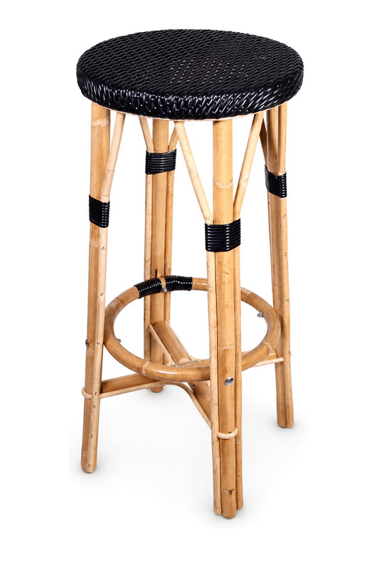 Tabouret rond, haut et noir