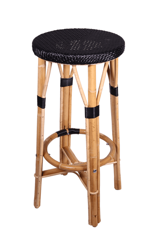Tabouret rond, haut et noir