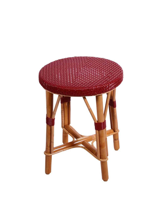 Round, low, ruby red stool - Used - Second-hand 1