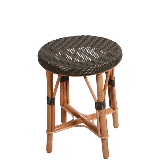 Tabouret bas, rond et vert olive